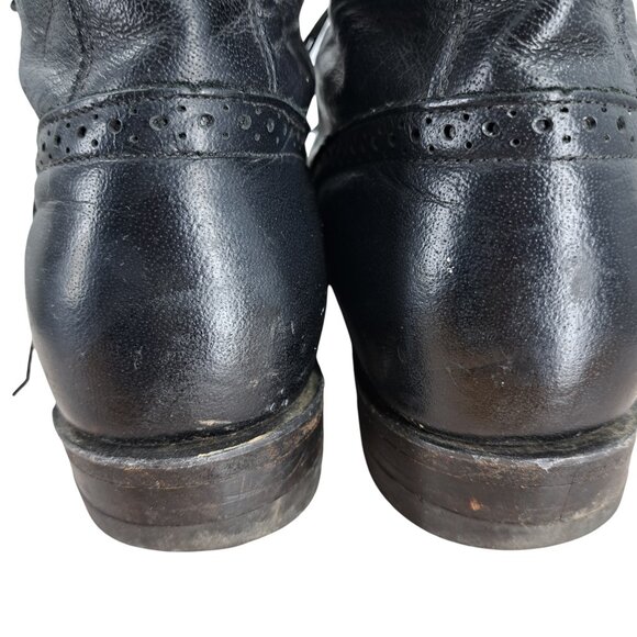 Justin Black Leather Kiltie Paddock Western Riding Boots Size 8.5 Cowboy Womens - Picture 6 of 13